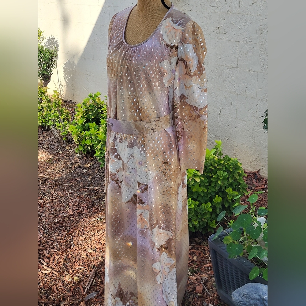 Margaret's of Lubbock vintage 70s Maxi Dress Size 10 - Picture 5 of 11
